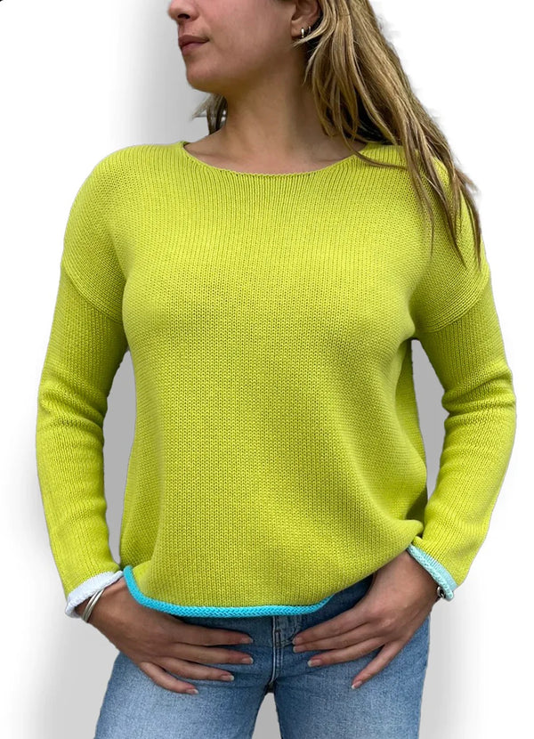 KNIT SWEATER WITH COLOR TRIM