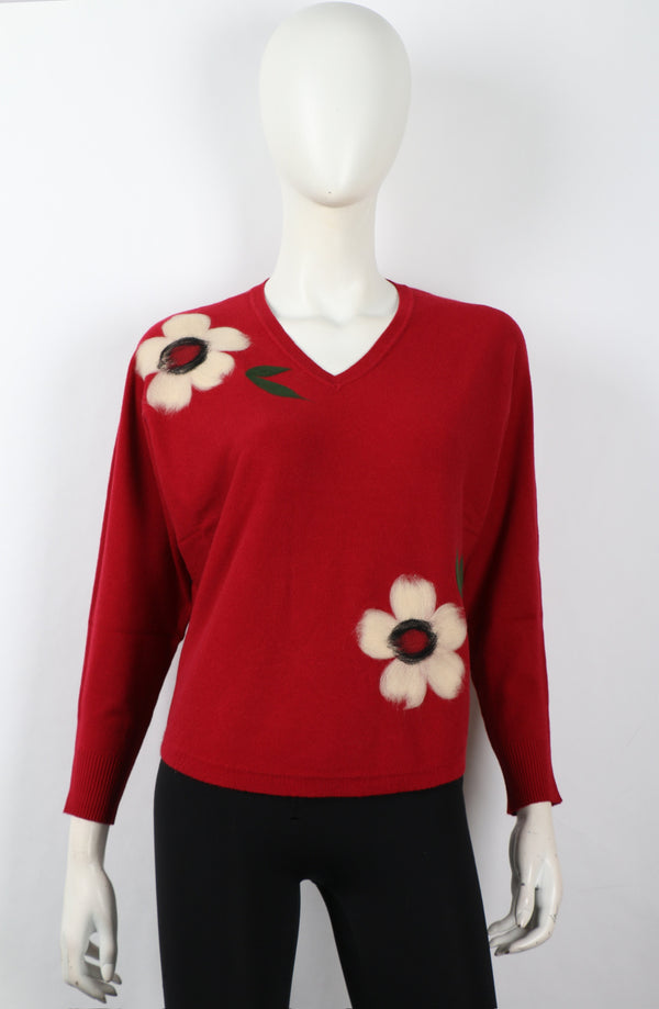 FLOWER DESIGN SWEATER (available in 2 colors)