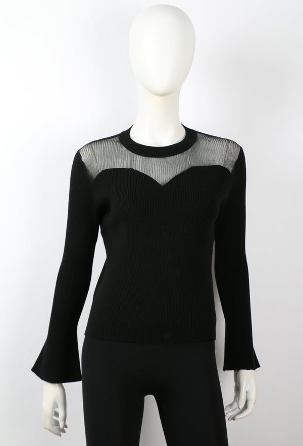 MESH NECK SWEATER