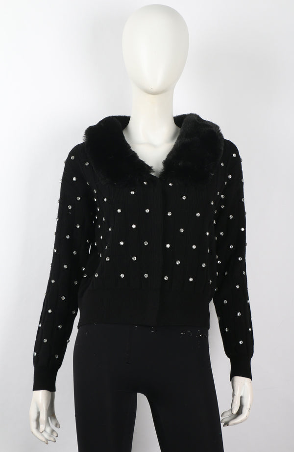 JACKET WITH RHINESTONE & FUR  (collar removable)