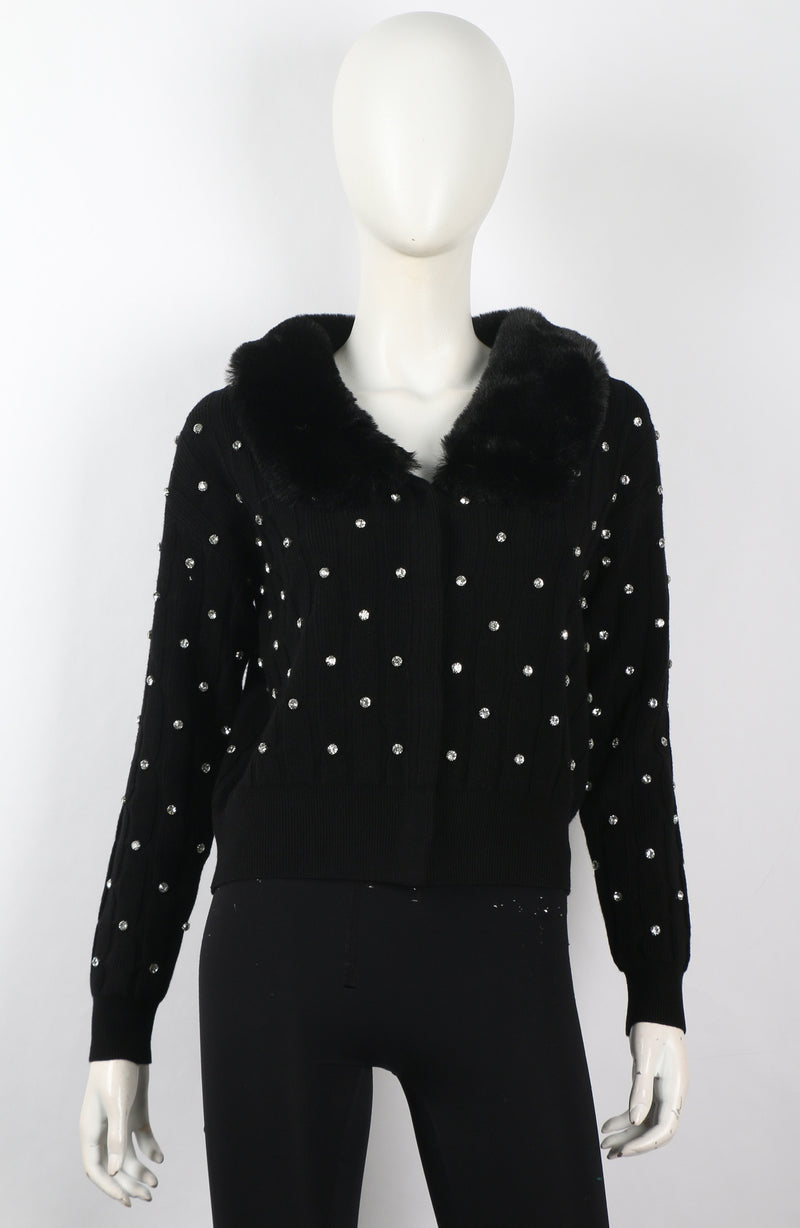JACKET WITH RHINESTONE & FUR  (collar removable)