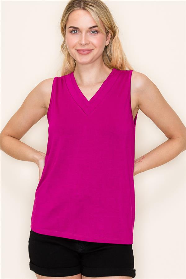 DOUBLE V NECK TANK ( in black only)