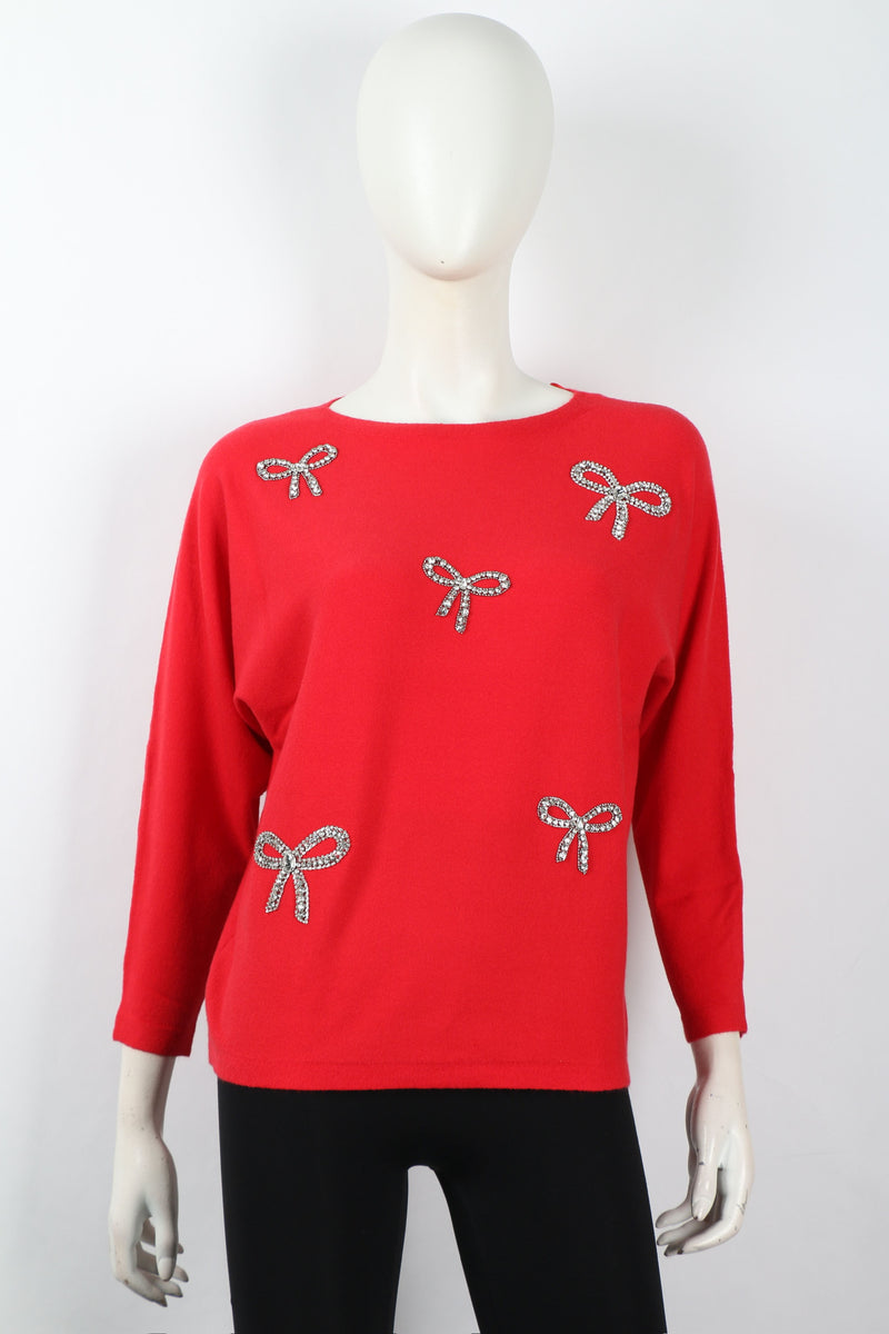RHINESTONE BOW SWEATER (available in 2 colors)