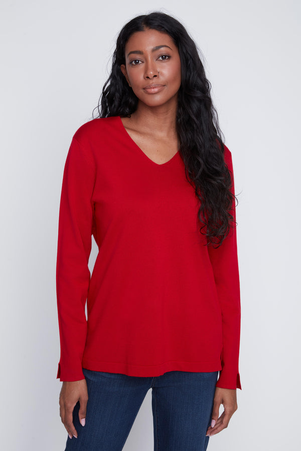 LONG SLEEVE V NECK TOP