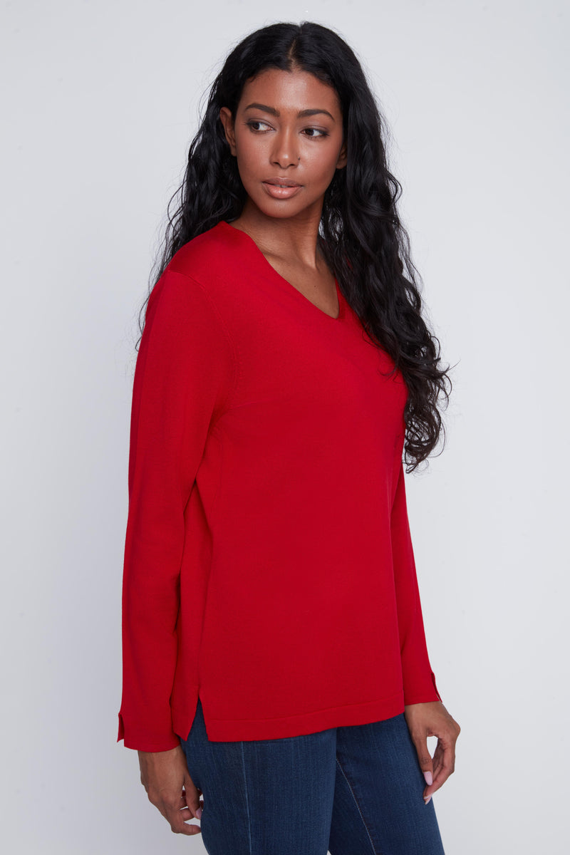 LONG SLEEVE V NECK TOP
