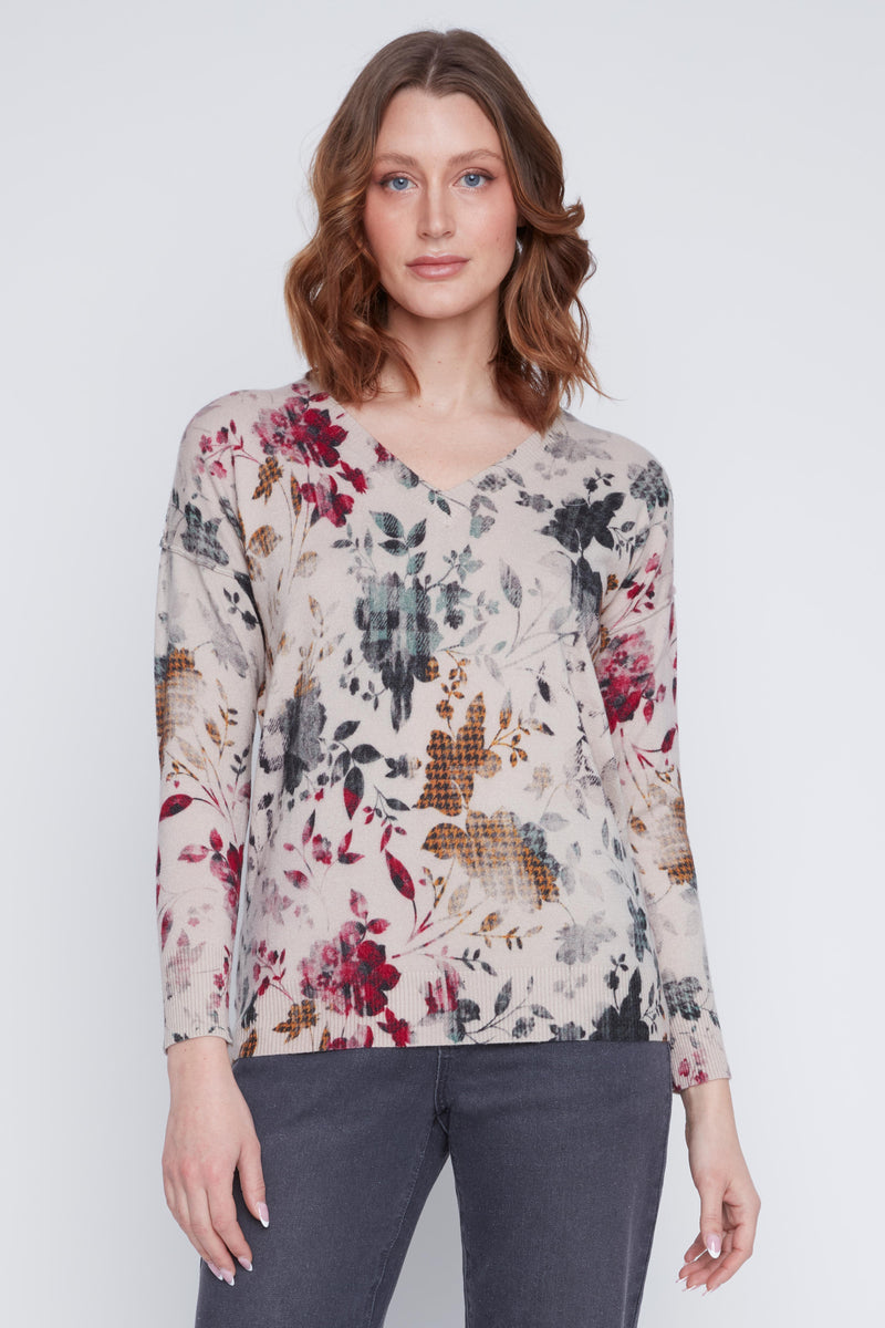 LT WEIGHT PRINTED SWEATER