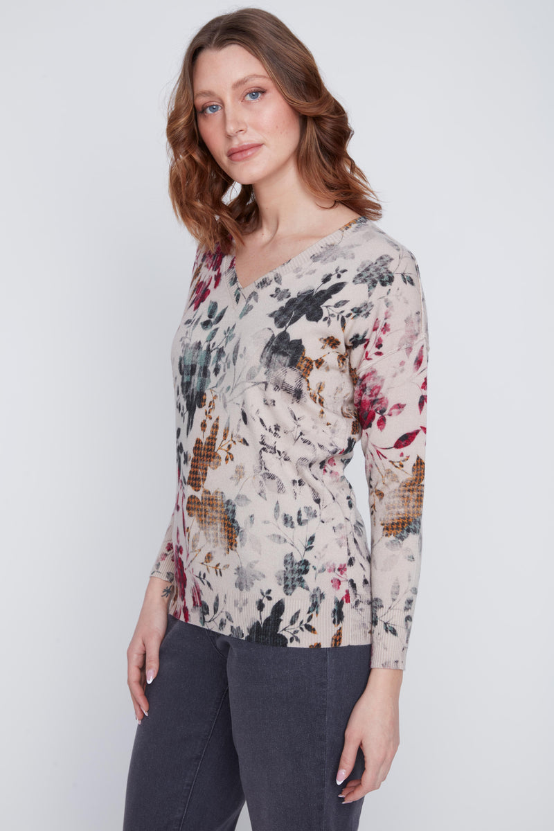 LT WEIGHT PRINTED SWEATER