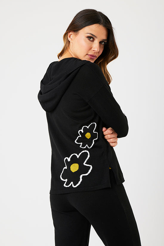 ZIP UP HOODIE WITH FLOWERS