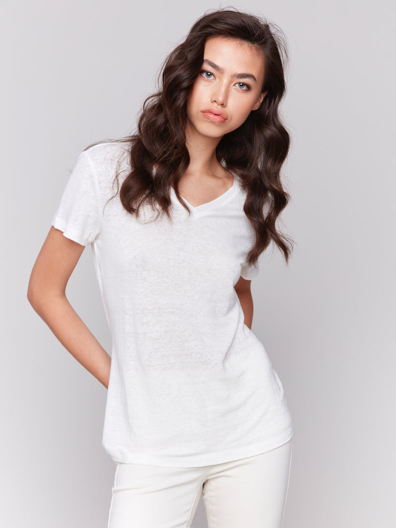 SHORT SLEEVE LINEN TEE SHIRT