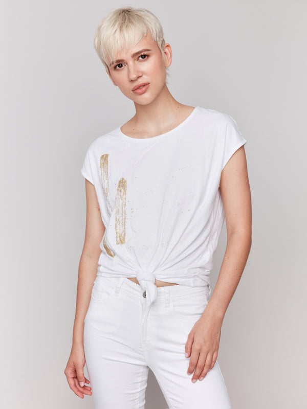 FOIL PRINT KNOT TEE