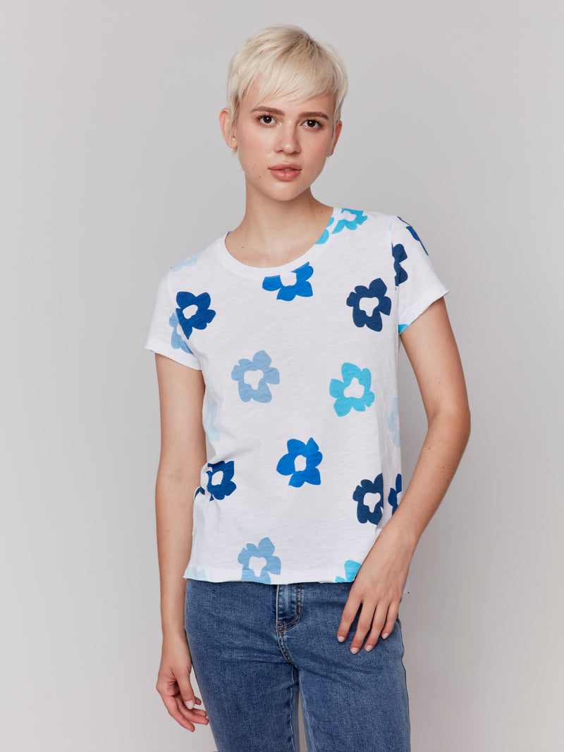 PRINTED FLOWER SHORT SLEEVE TOP