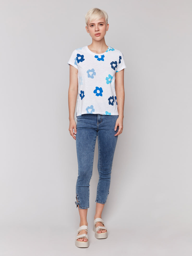 PRINTED FLOWER SHORT SLEEVE TOP