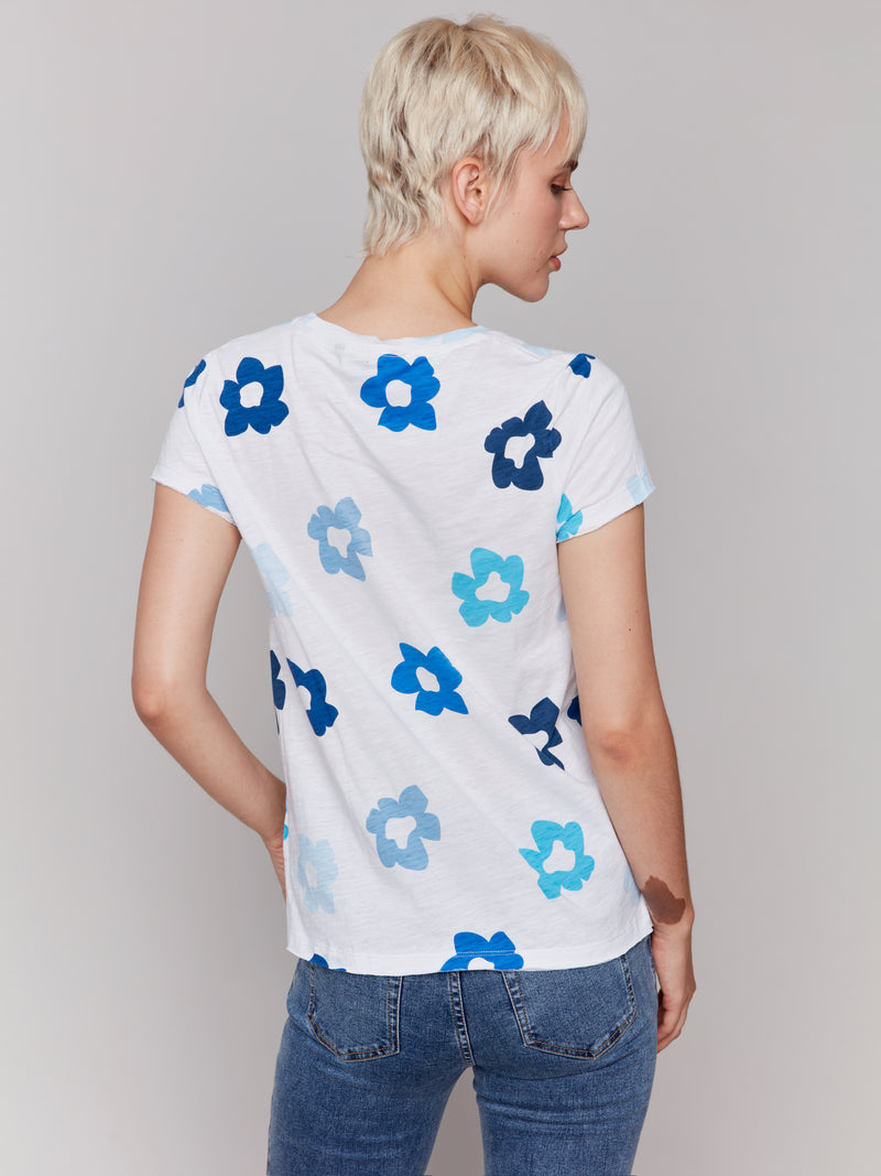 PRINTED FLOWER SHORT SLEEVE TOP