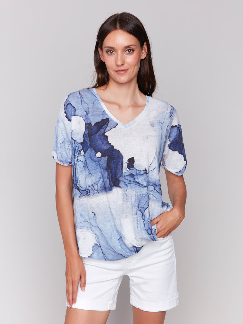 SHORT SLEEVE TWIST FRONT TEE SHIRT
