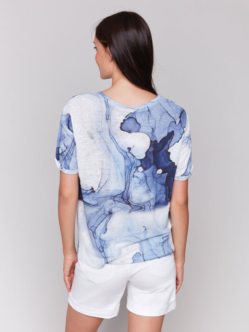 SHORT SLEEVE TWIST FRONT TEE SHIRT