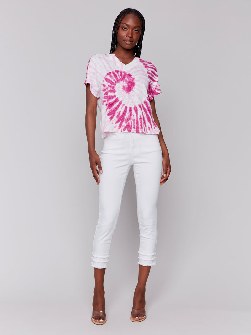TYE DYE V NECK TOP
