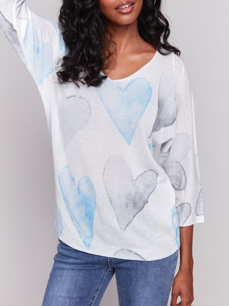 DOLMAN SLEEVE BLUE HEART SWEATER