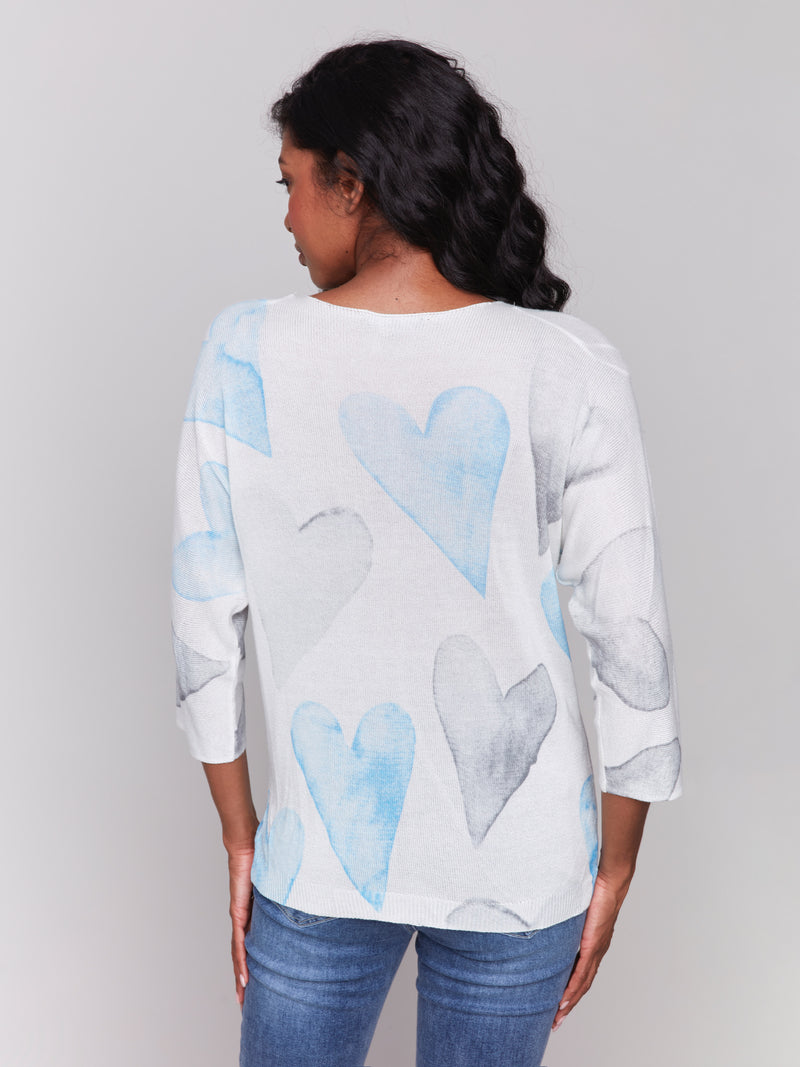 DOLMAN SLEEVE BLUE HEART SWEATER