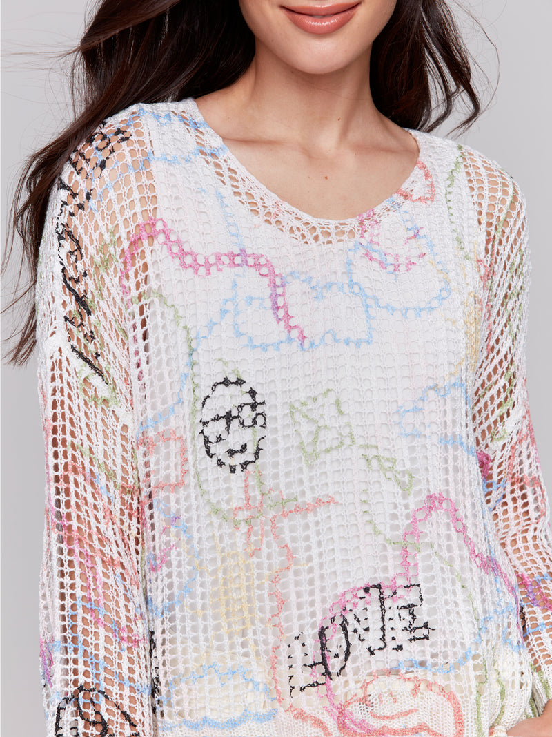 3/4 SLEEVE LOOSE KNIT SWEATER