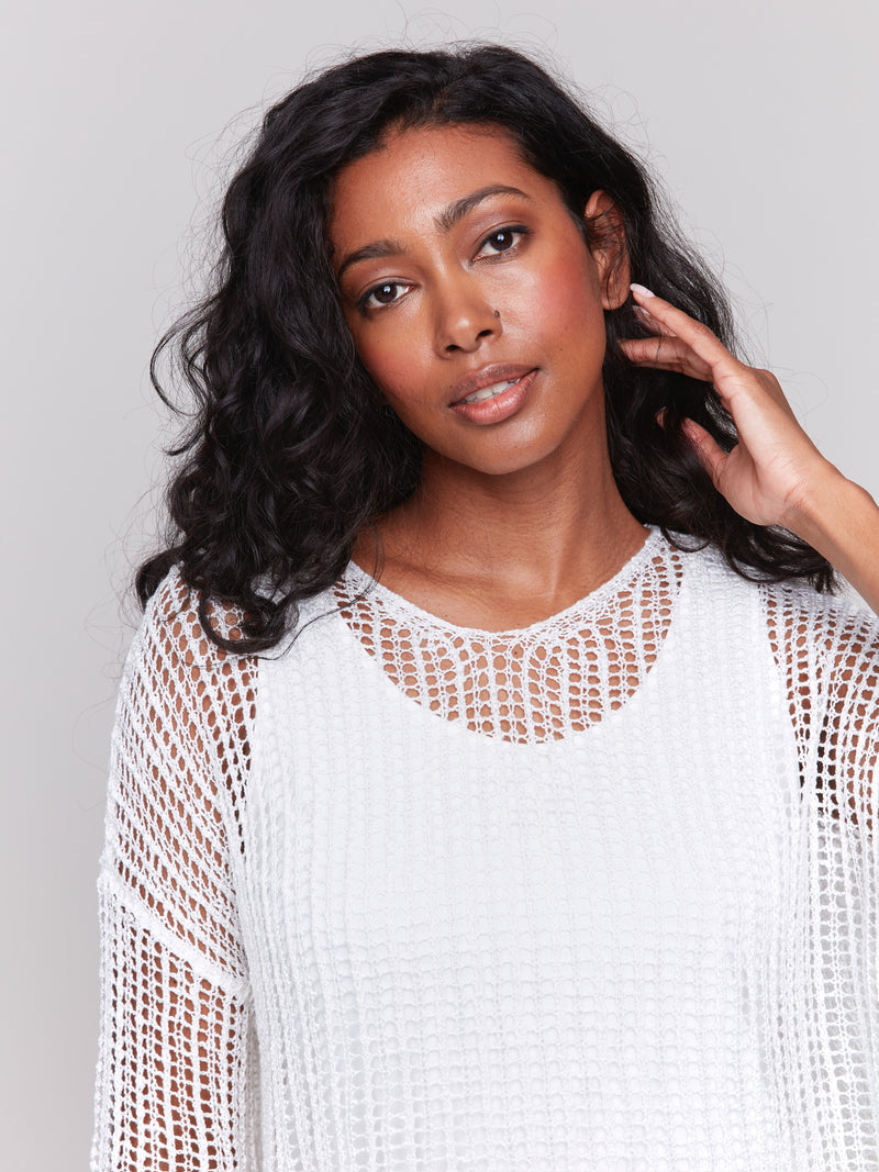 3/4 SLEEVE KNIT SWEATER