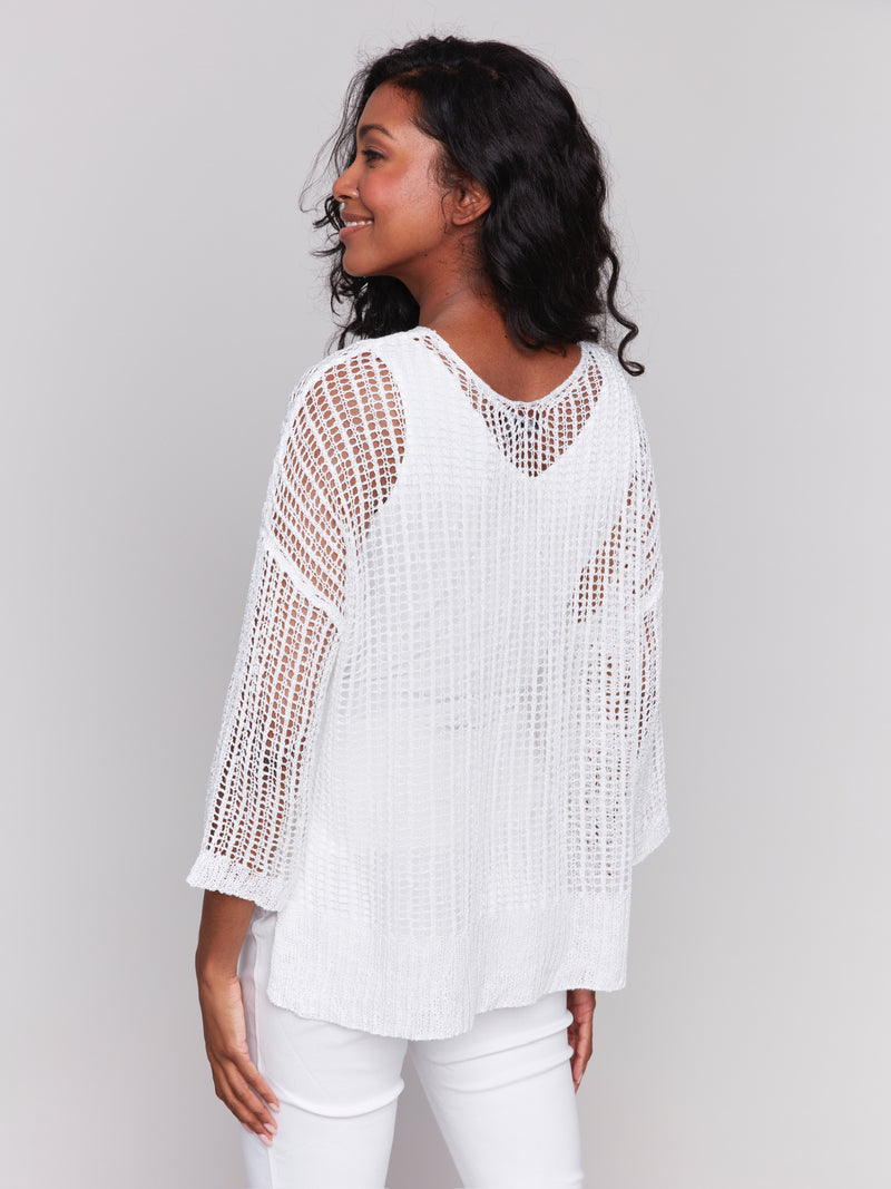 3/4 SLEEVE KNIT SWEATER