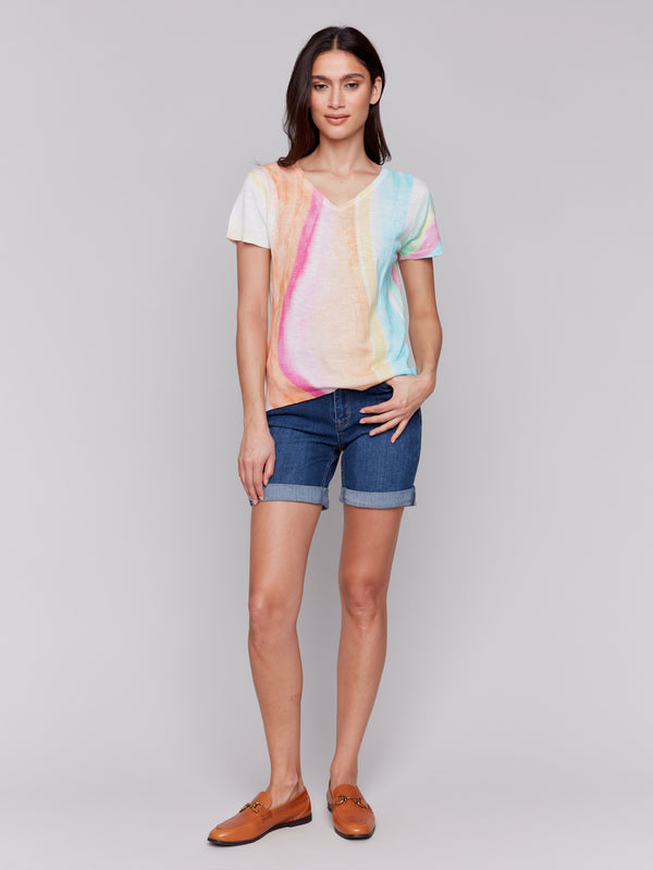 MULTI COLOR LINEN BLEND SWEATER