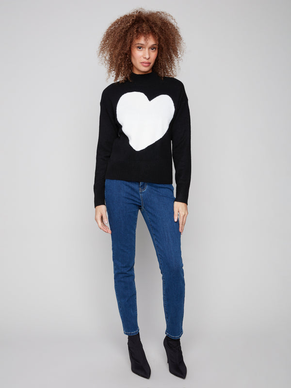 HEART MOCK SWEATER
