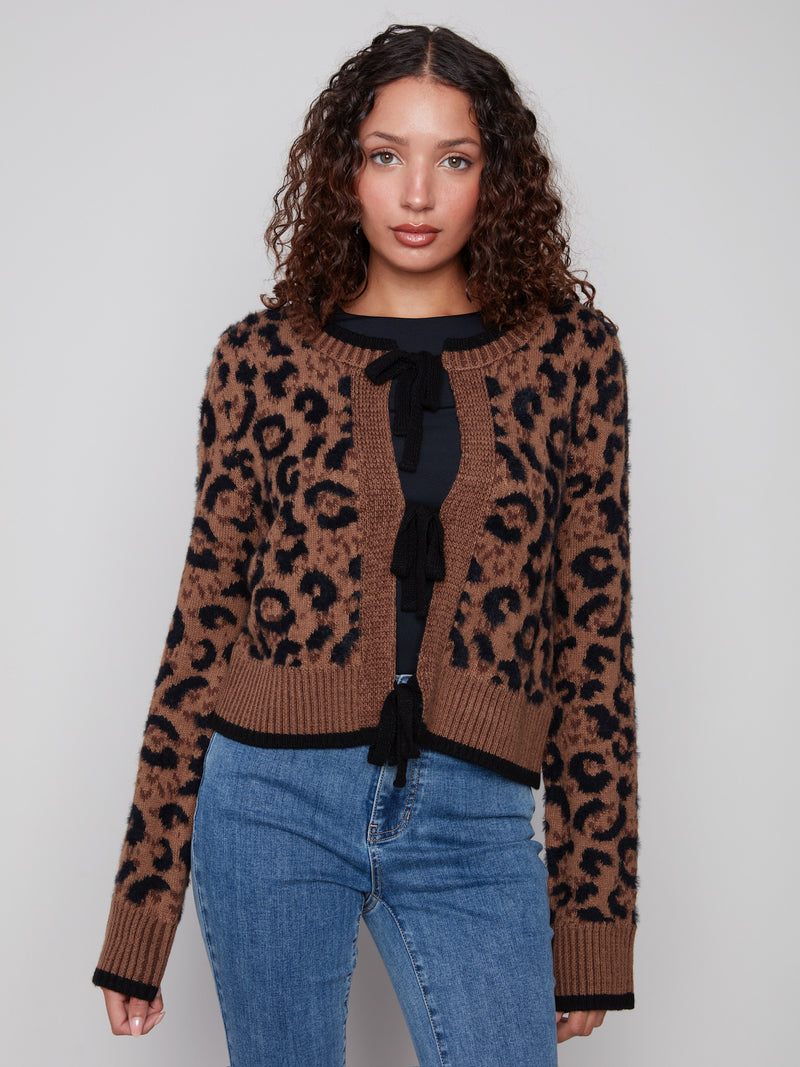 BOW TIE PRINTED CARDI