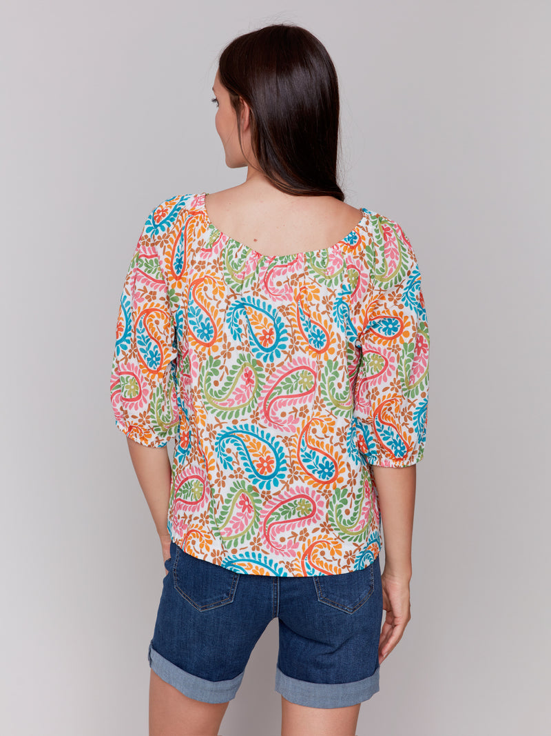 OFF THE SHOULDER PRINT TOP