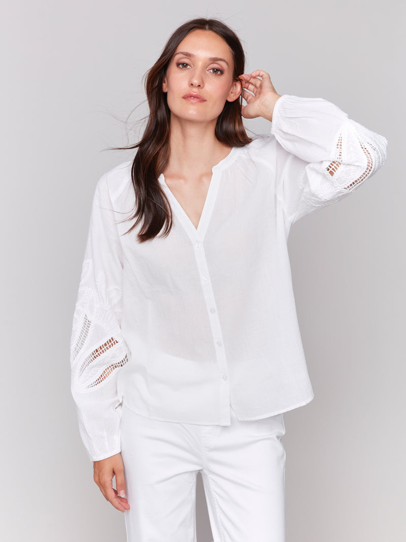 LONG SLEEVE BLOUSE WITH EMBROIDERY