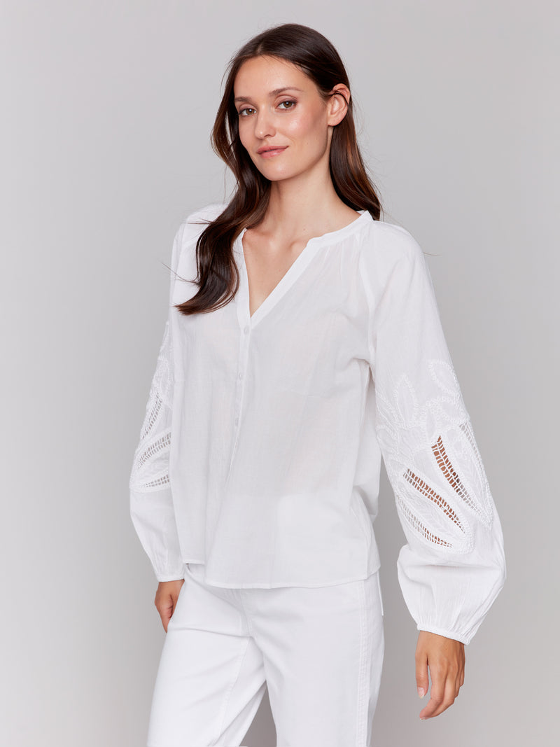 LONG SLEEVE BLOUSE WITH EMBROIDERY