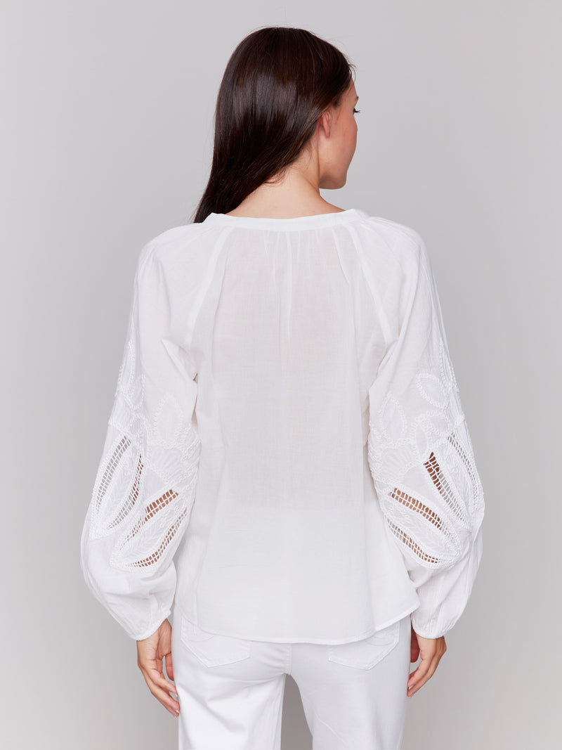 LONG SLEEVE BLOUSE WITH EMBROIDERY