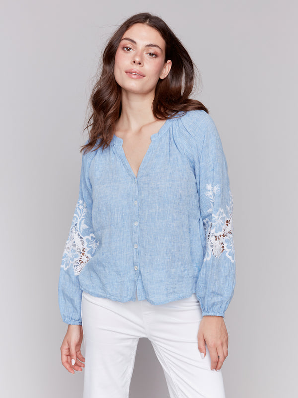 LONG SLEEVE BLOUSE WITH EMBROIDERY