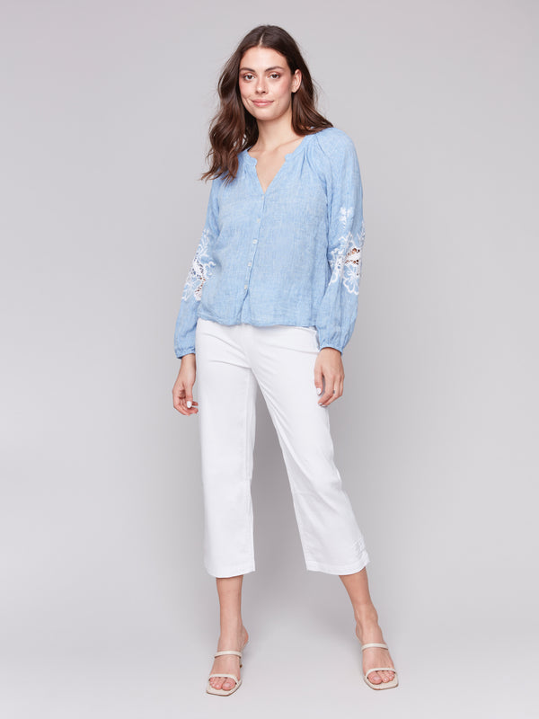 LONG SLEEVE BLOUSE WITH EMBROIDERY