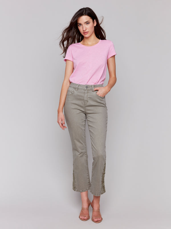 LACE CUT SIDE SLIM PANT