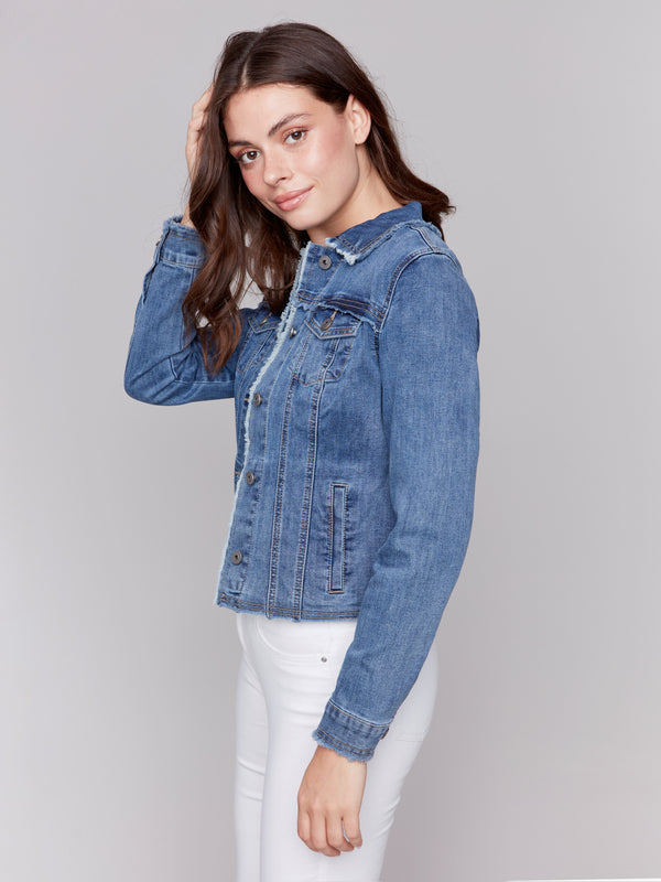 JEAN JACKET WITH FRAY EDGE