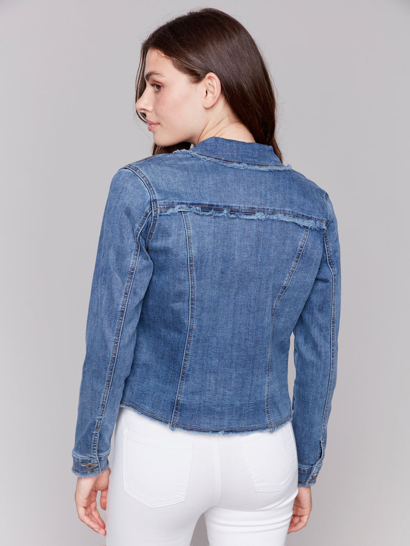 JEAN JACKET WITH FRAY EDGE