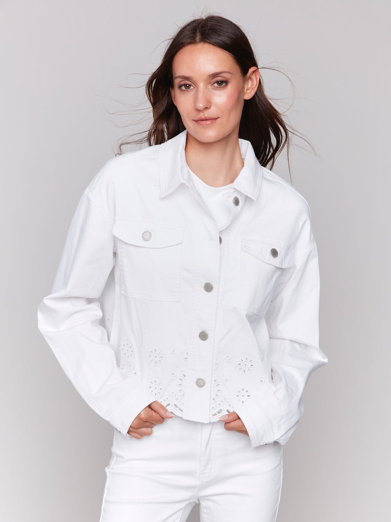 EYELET JEAN JACKET