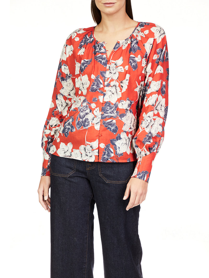 GARDEN PRINTED LONG SLEEVE BLOUSE