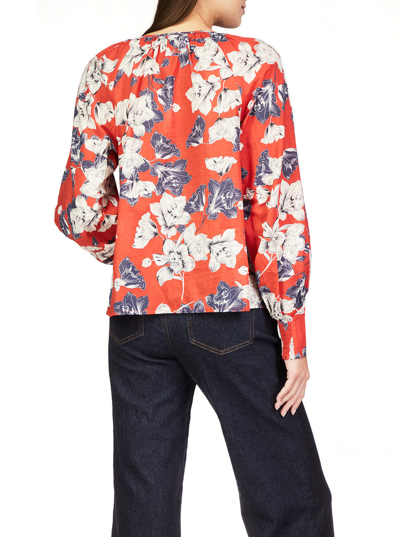 GARDEN PRINTED LONG SLEEVE BLOUSE