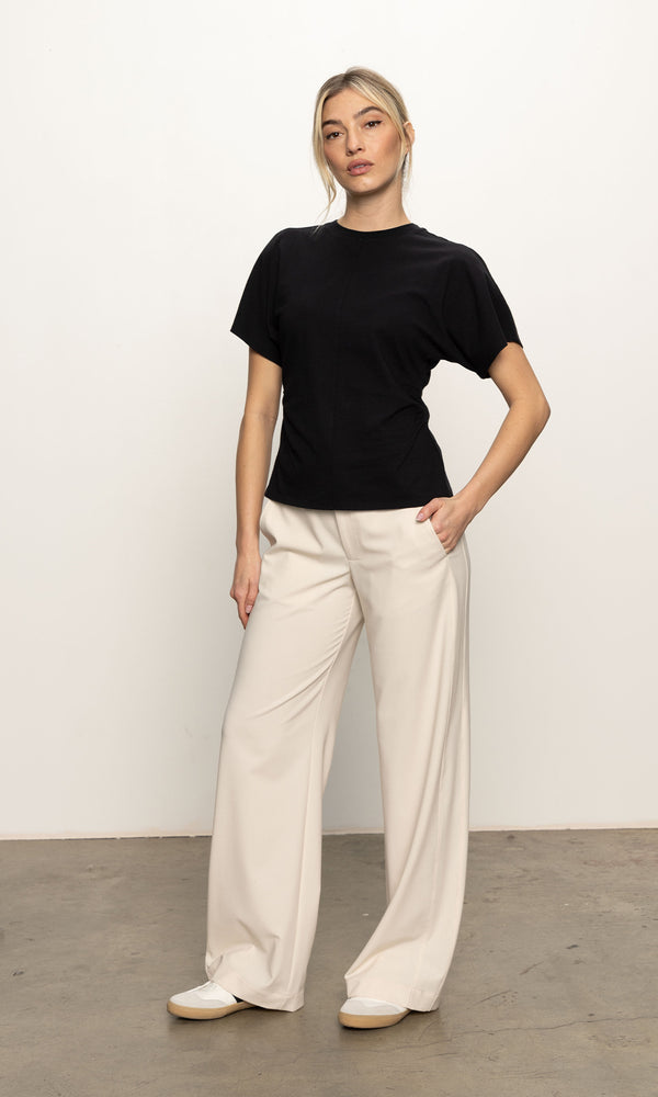 SHIRRED WAIST DOLMAN TEE