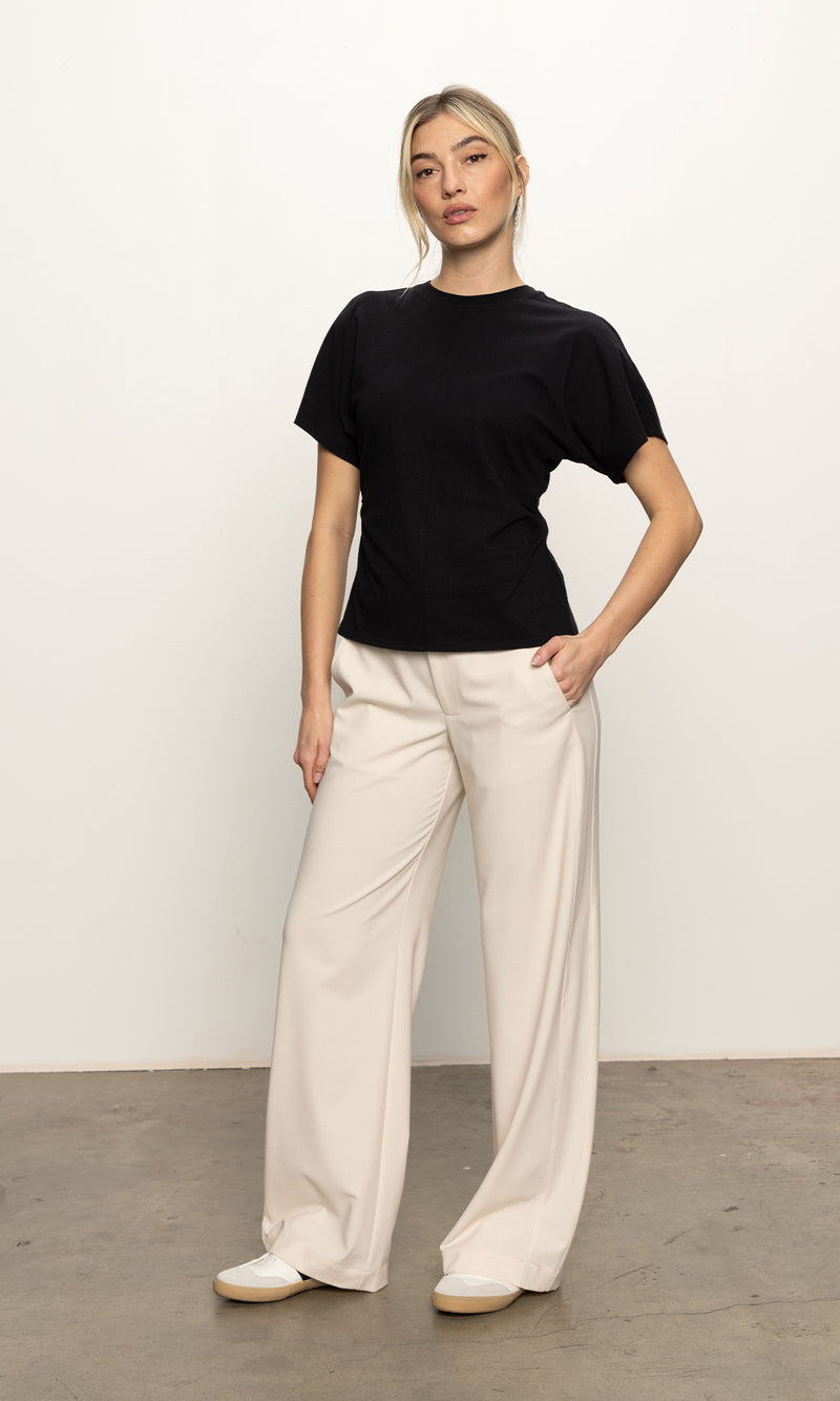 SHIRRED WAIST DOLMAN TEE