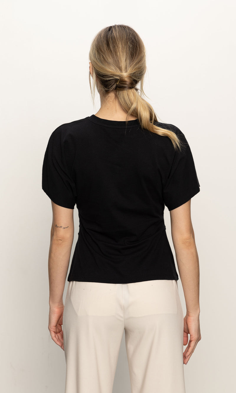 SHIRRED WAIST DOLMAN TEE