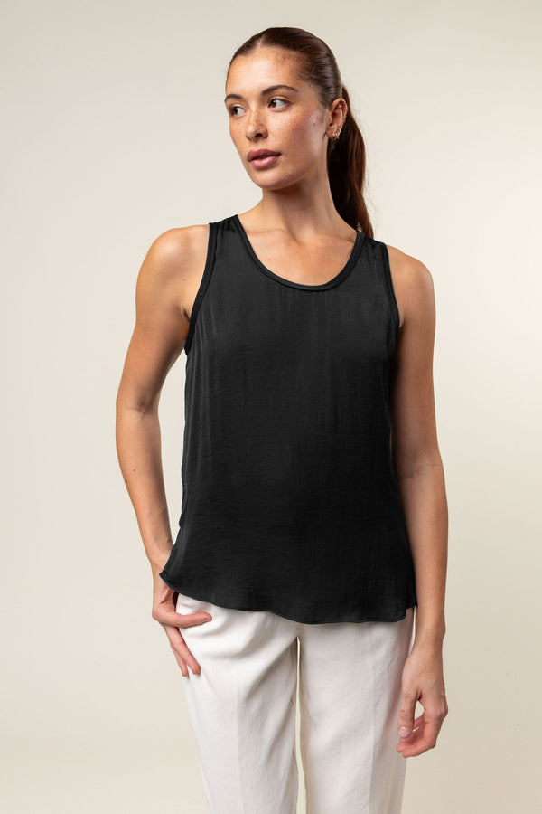 SCOOP NECK SATIN TANK