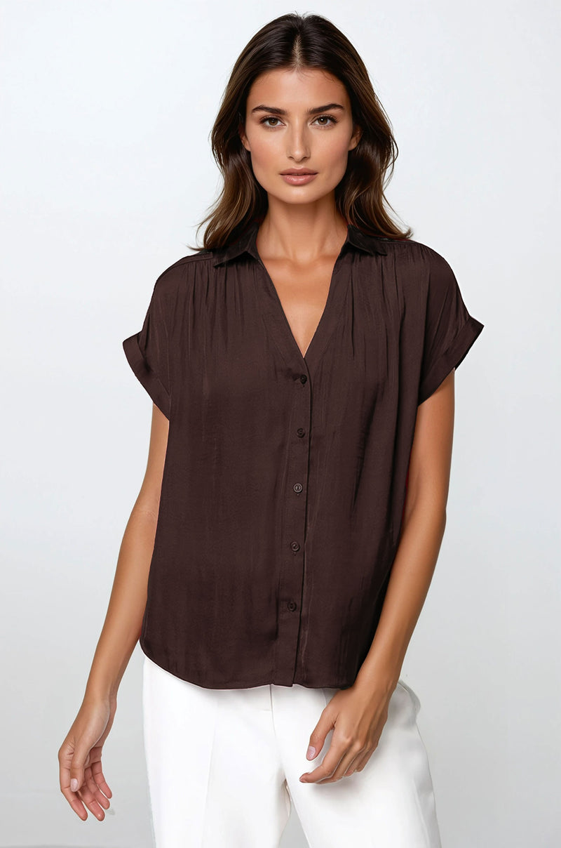 SHORT SLEEVE BUTTON DOWN TOP (available in 3 colors)