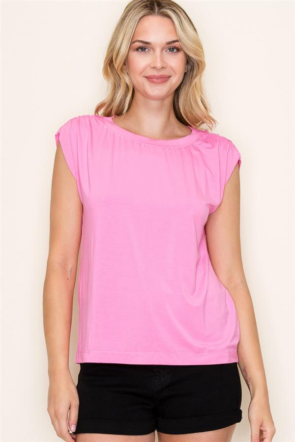 ROUCHED SHOULDER TOP ( available in 2 colors)