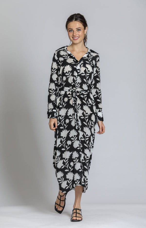 PRINTED LONG SLEEVE DRESS