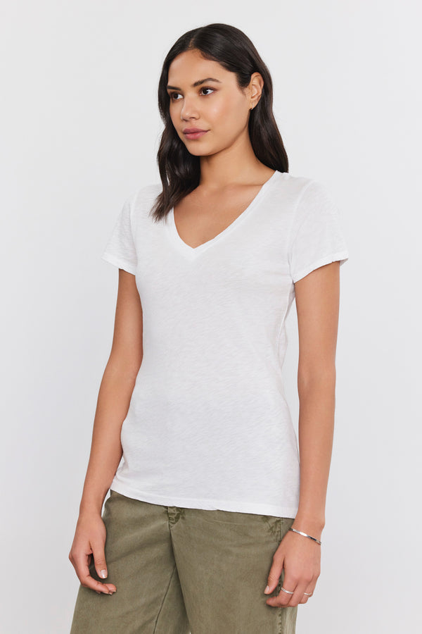 SHORT SLEEVE V NECK TOP