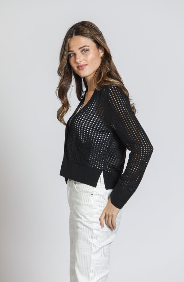 OPEN KNIT CROPPED CARDI