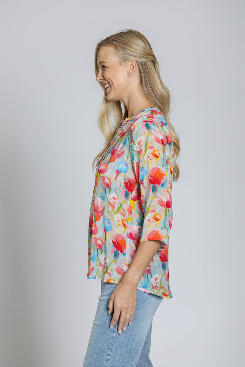 3/4 SLEEVE PRINTED BLOUSE